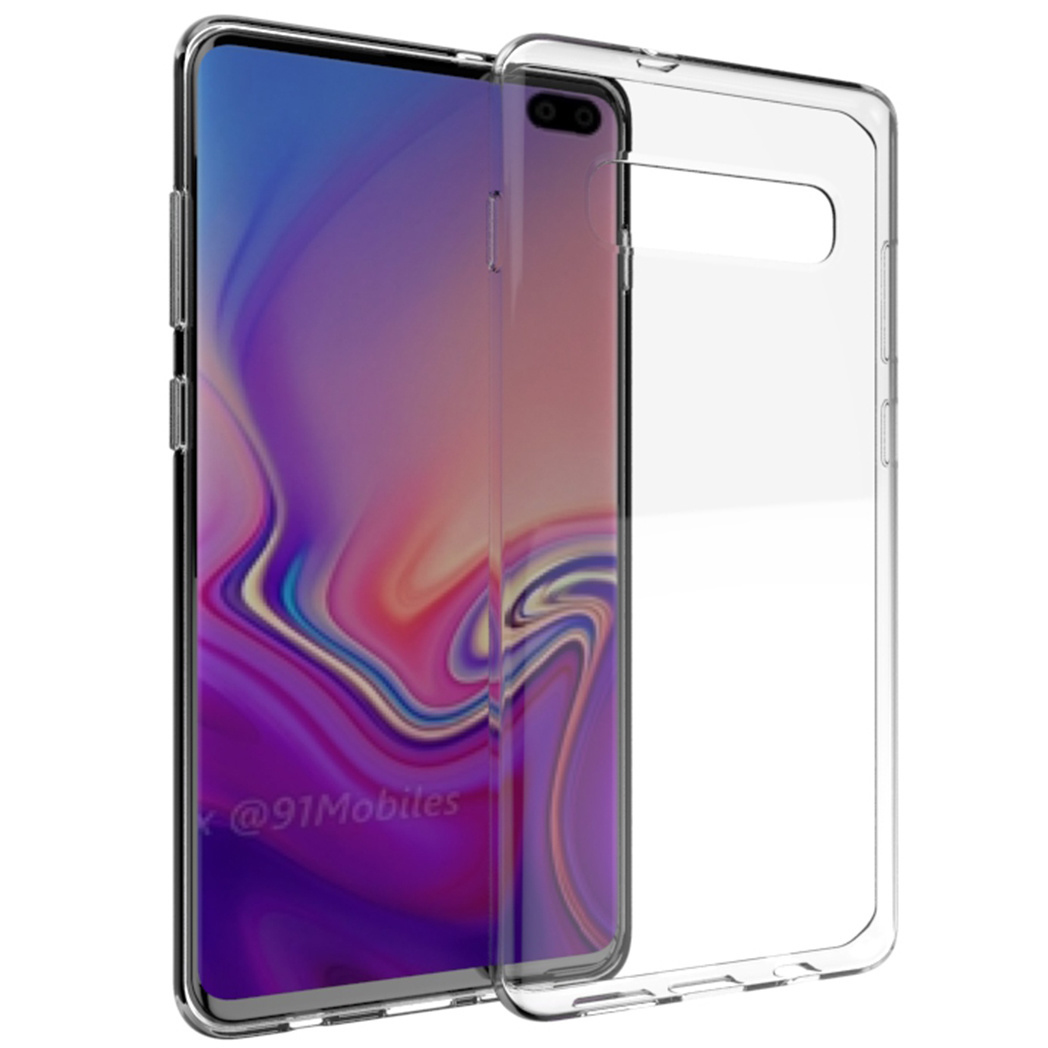 Uno smartphone con schermo colorato è dentro una custodia trasparente, leggermente aperta.
