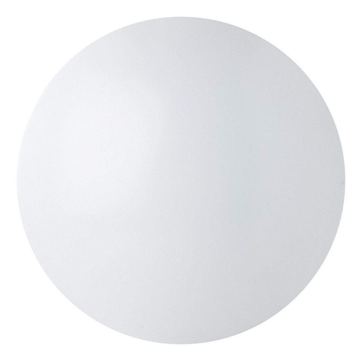 Un oggetto bianco perfettamente rotondo, forse un piatto o una superficie circolare, domina l'inquadratura, su sfondo bianco.