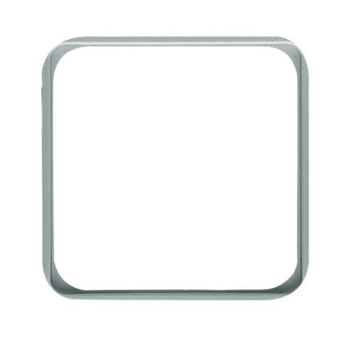 Ein quadratischer Rahmen mit abgerundeten Ecken, silbergrau, ist auf weißem Hintergrund zentriert.