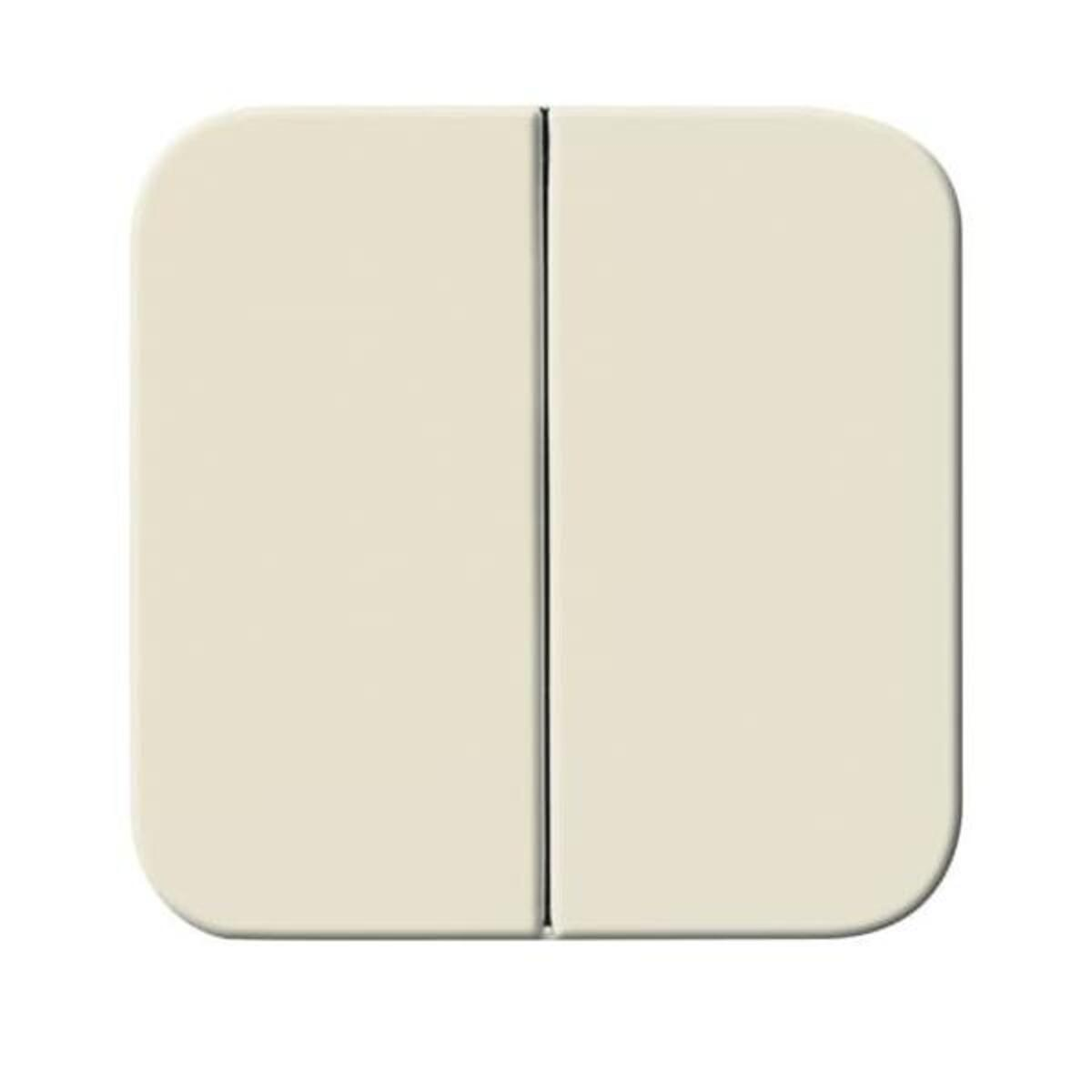 Un interruttore elettrico color crema con due sezioni rettangolari, angoli arrotondati e una linea nera verticale.