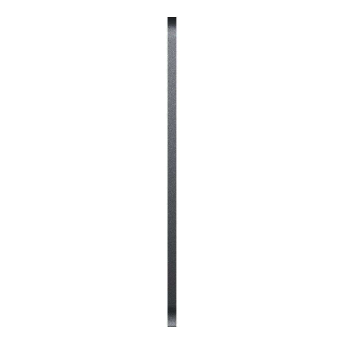 Una barra verticale grigio scuro su sfondo bianco. La barra è sottile e centrata, leggermente strutturata.