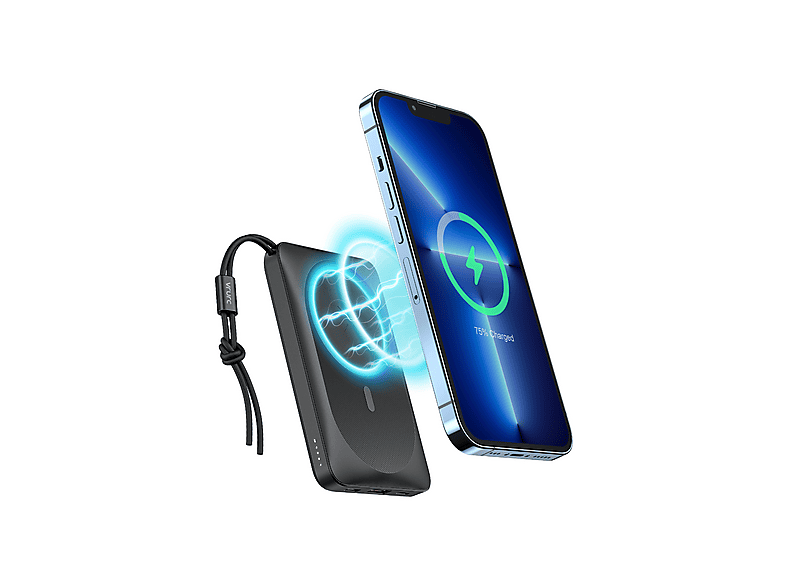 VEGER 10000mAh mit induktivem Laden PD QC3.0 2A 20W Powerbank 10000 mAh Schwarz