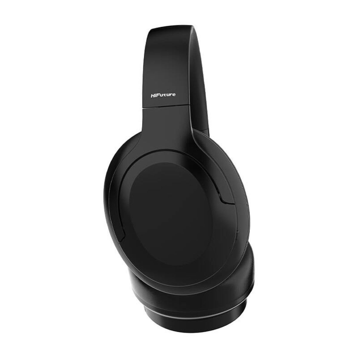 Casque HiFuture noir. Le casque supra-auriculaire est sur fond blanc. Le nom de la marque est visible sur l'arceau.
