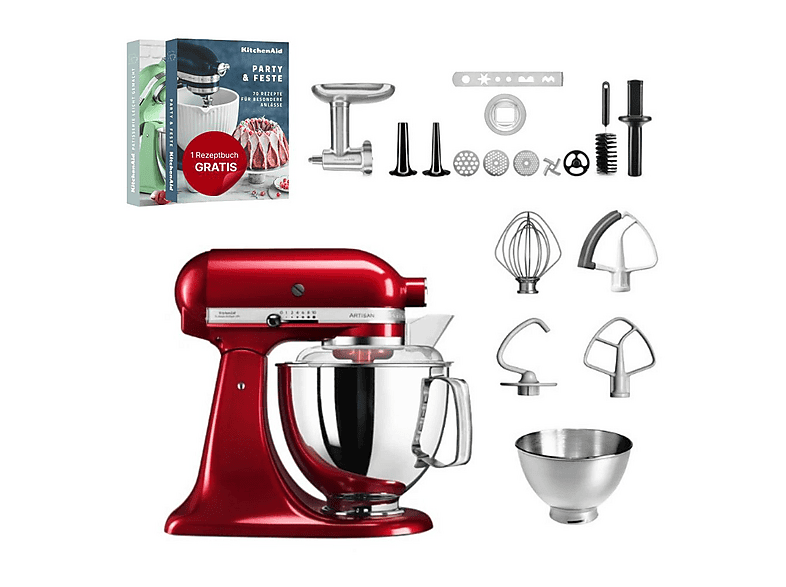 KITCHENAID 5KSM175 Meatlove-Set Küchenmaschine Liebesapfel Rot (300 Watt)