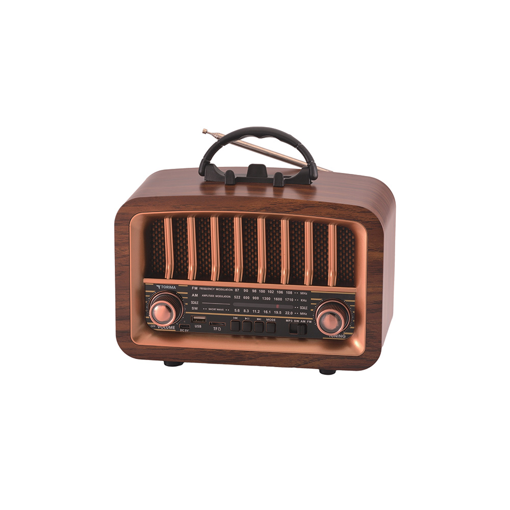 TORIMA D-57 Ahşap Nostalji Radyo Kablosuz Bluetooth Hoparlör Ahşap