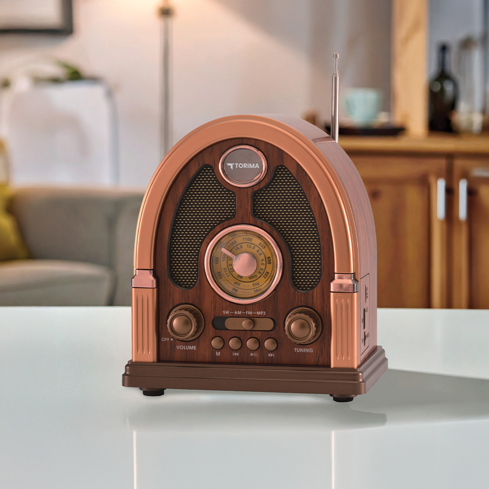TORIMA D-58  Nostalji Radyo Kablosuz Bluetooth Hoparlör Kahverengi
