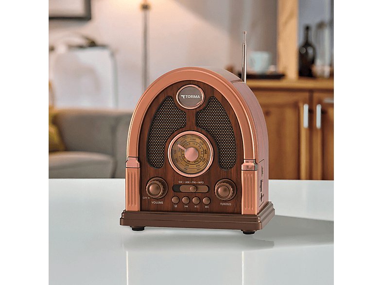 TORIMA D-58 Nostalji Radyo Kablosuz Bluetooth Hoparlör Kahverengi