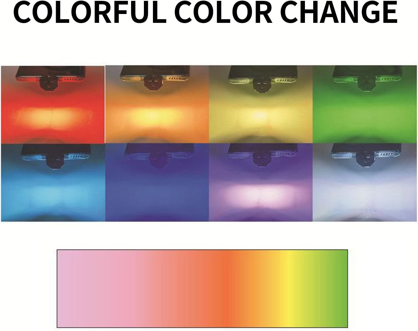 Das Bild zeigt eine Grafik mit der Aufschrift 'COLORFUL COLOR CHANGE'. Es zeigt eine Sequenz farbiger Lichter und einen Farbverlauf.