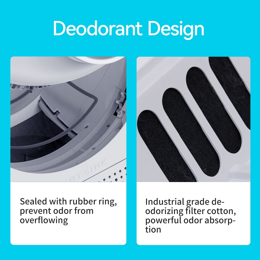 Das Bild zeigt ein Deodorant-Design mit zwei Abschnitten. Einer zeigt einen Gummiring, der andere einen Filter mit Industriewatte.