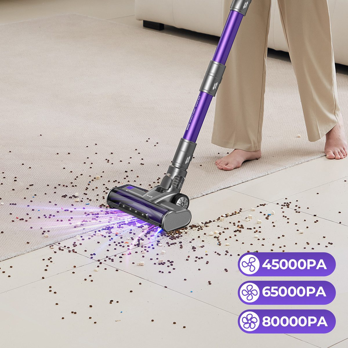 SUXIANGVAC Aspirapolvere senza fili, 8 in 1, per la casa, con display a LED, 3 modalità