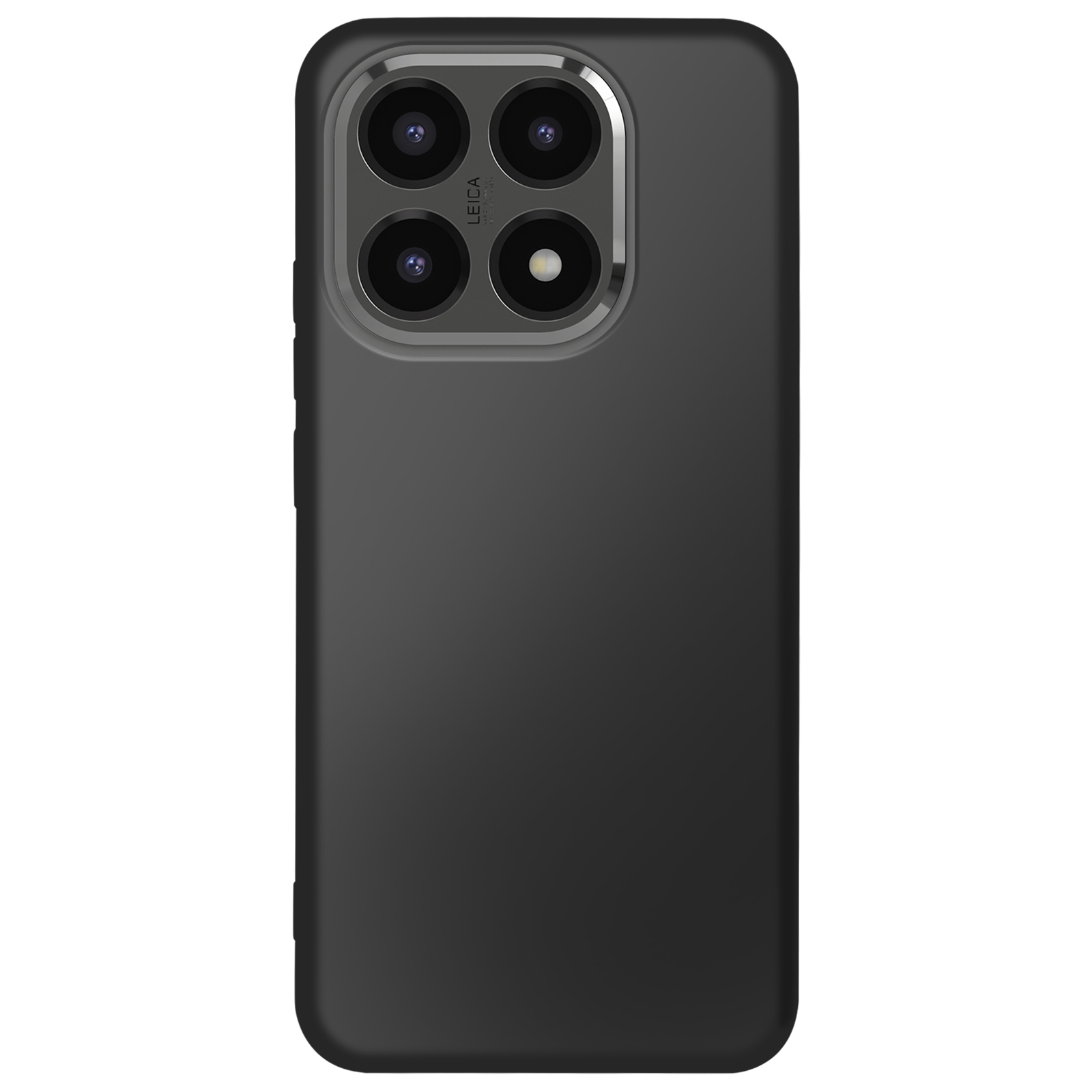 Smartphone noir avec configuration quadruple caméra 'LEICA'. Le téléphone a une finition mate et des bords arrondis.
