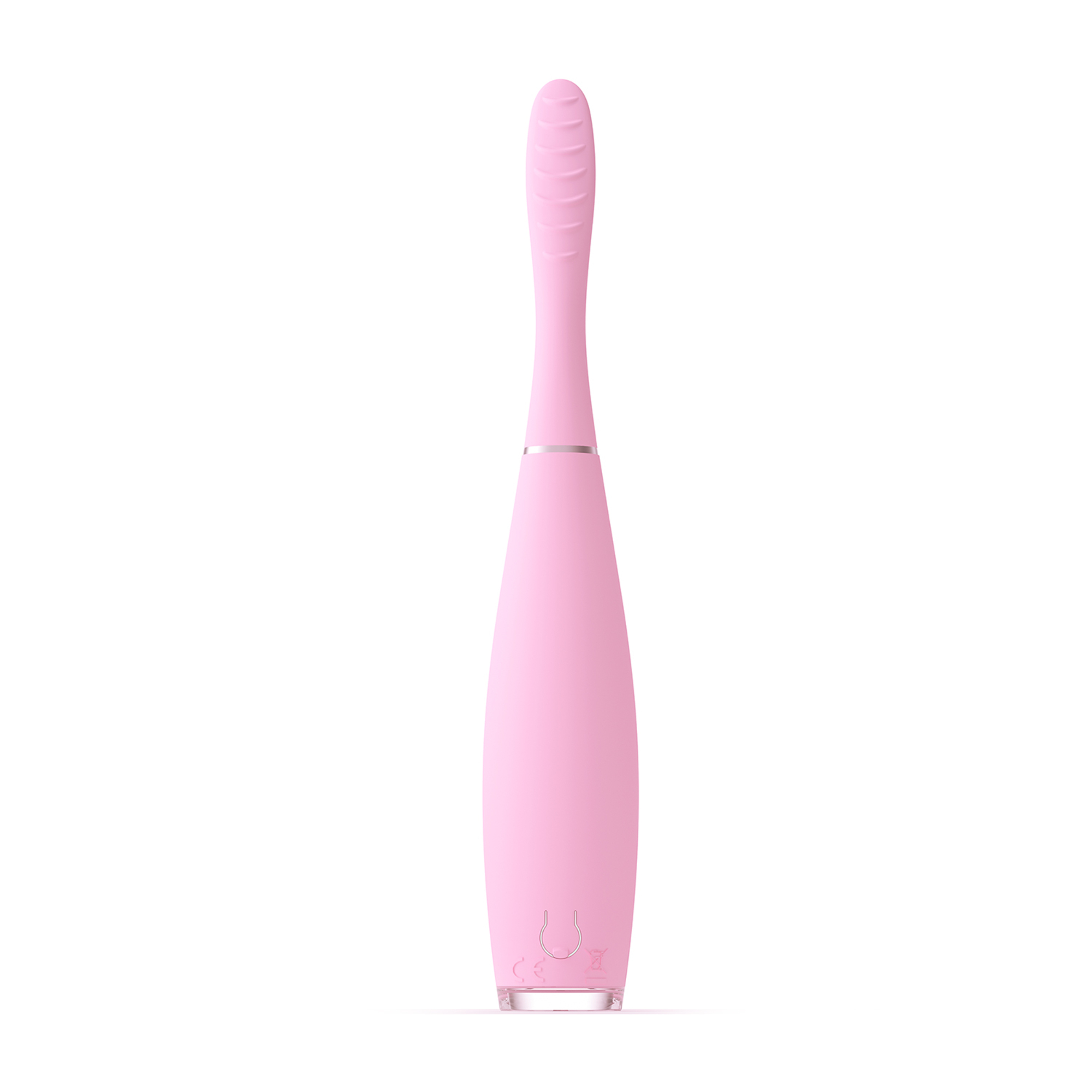 Un dispositivo rosa, ergonómico y portátil, probablemente un artículo de cuidado personal. Tiene una cabeza texturizada y un cuerpo liso y redondeado.
