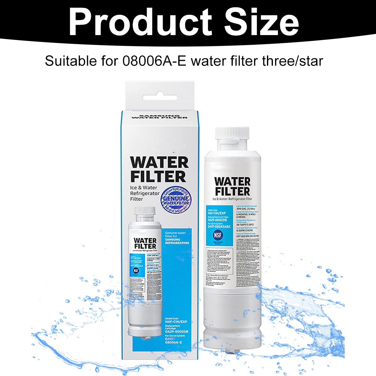 Auf weißem Untergrund befinden sich eine Wasserfilterbox und ein Filter. Auf der Filterbox steht 'Wasserfilter'.