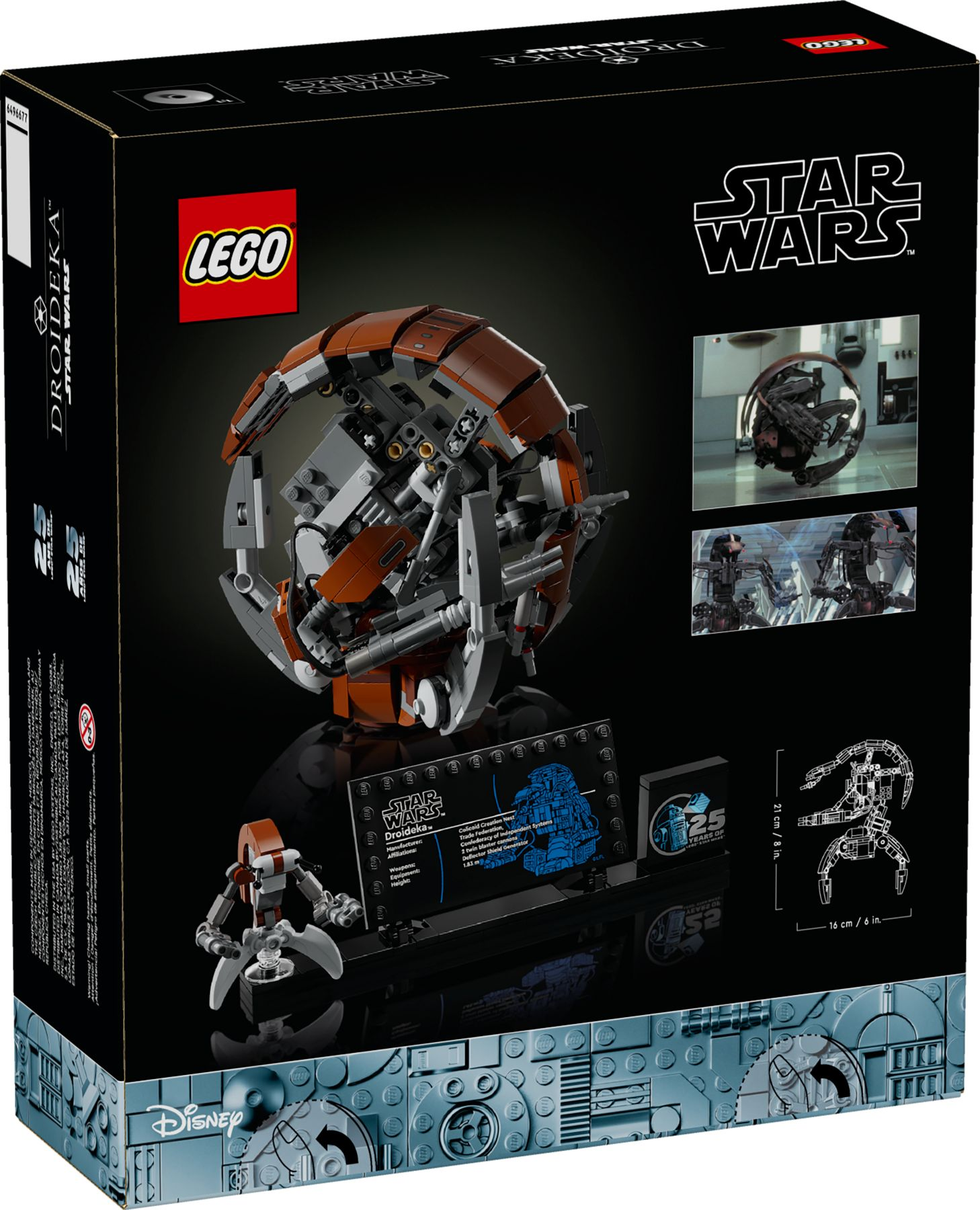 Eine LEGO Star Wars Droidika-Set-Box. Es zeigt ein braunes und graues Droidenmodell, das Star Wars Logo und das LEGO Logo.