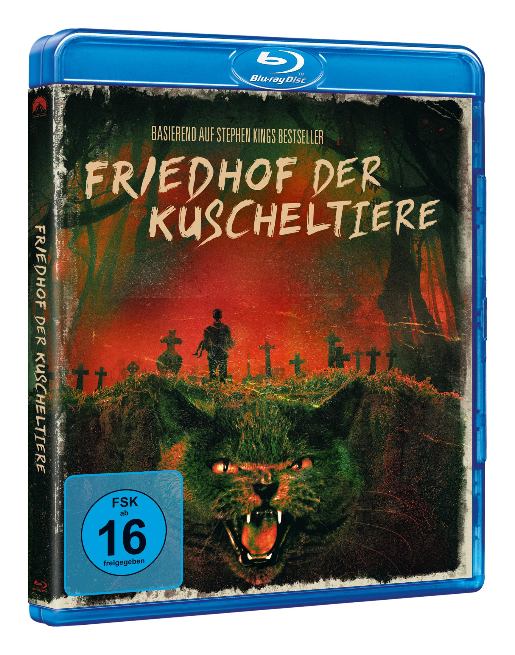 Blu-ray-Cover mit gruseliger Katze, Friedhof und dem Titel 'Friedhof der Kuscheltiere'.