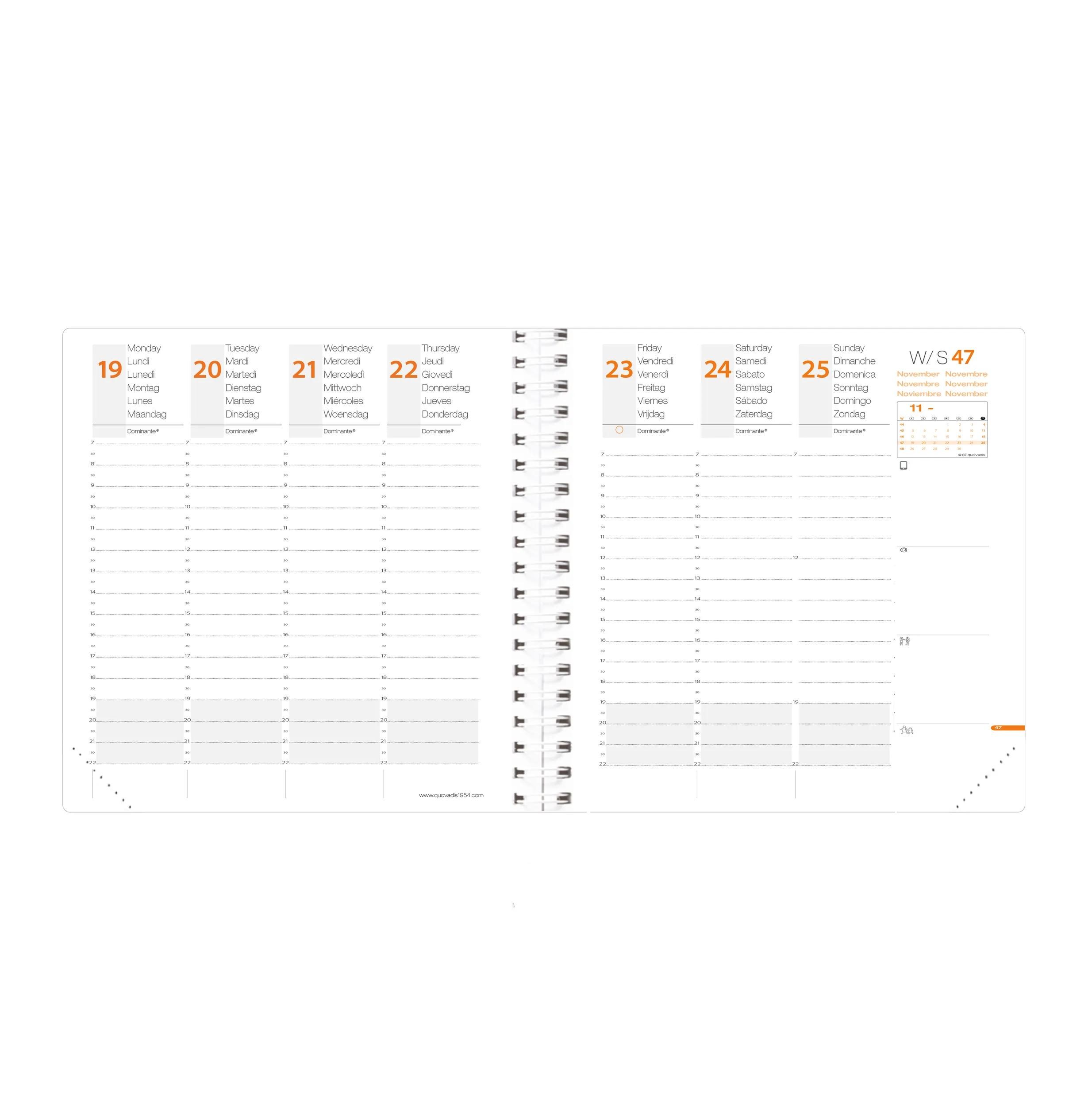 Un calendario con fechas de noviembre, mostrando días de la semana y fechas con líneas para notas.