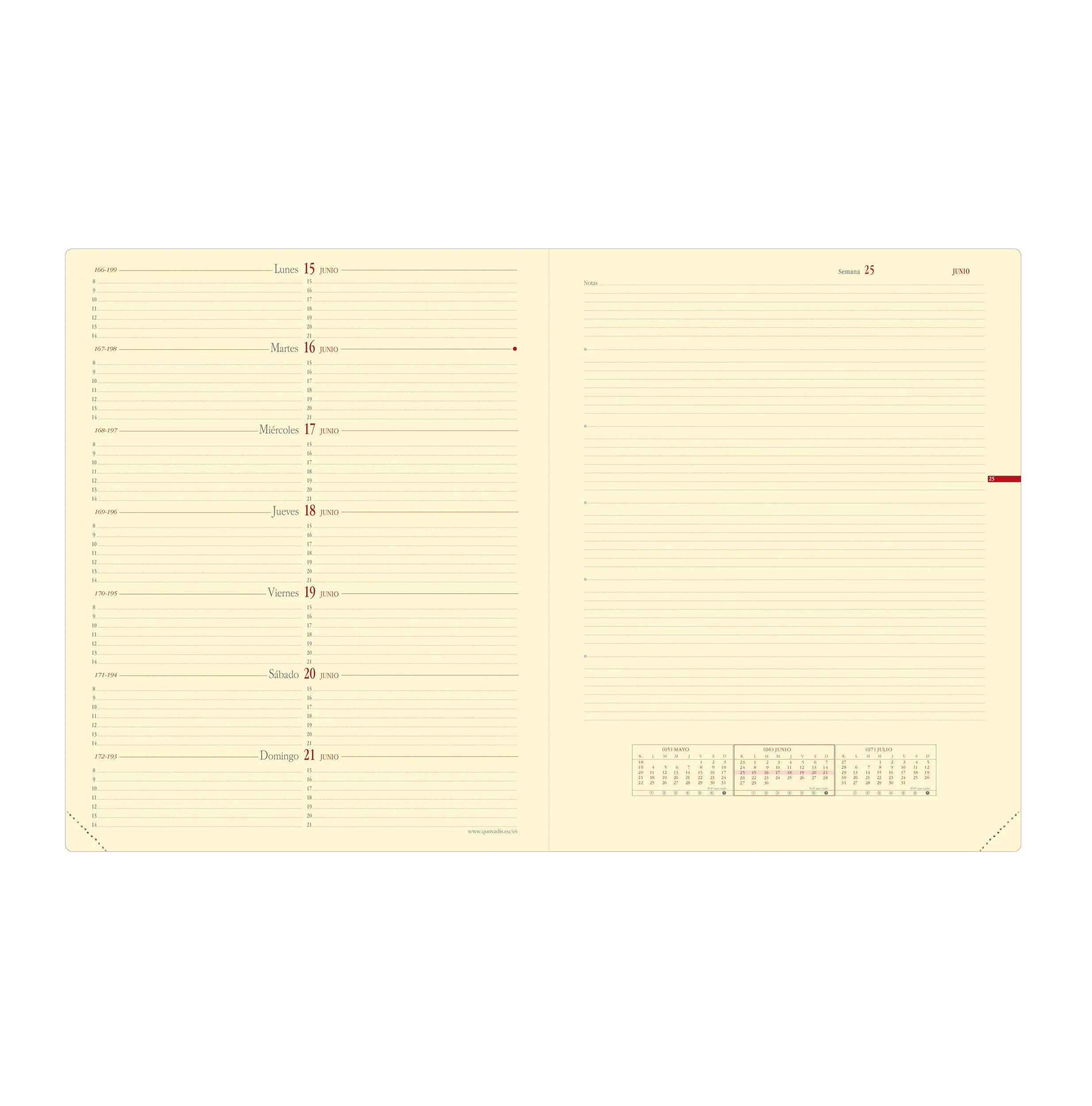 Página abierta de cuaderno con papel rayado, calendario y días de la semana. El calendario muestra junio de 2020.