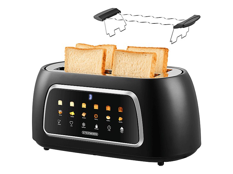 STEINBORG SB-2215 Toaster Schwarz (1500 Watt, Schlitze: 2)