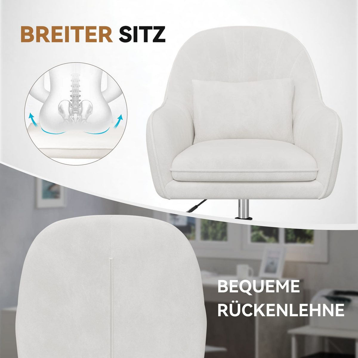 Un sillón blanco con asiento amplio y respaldo cómodo. La imagen destaca el diseño y las características de la silla.