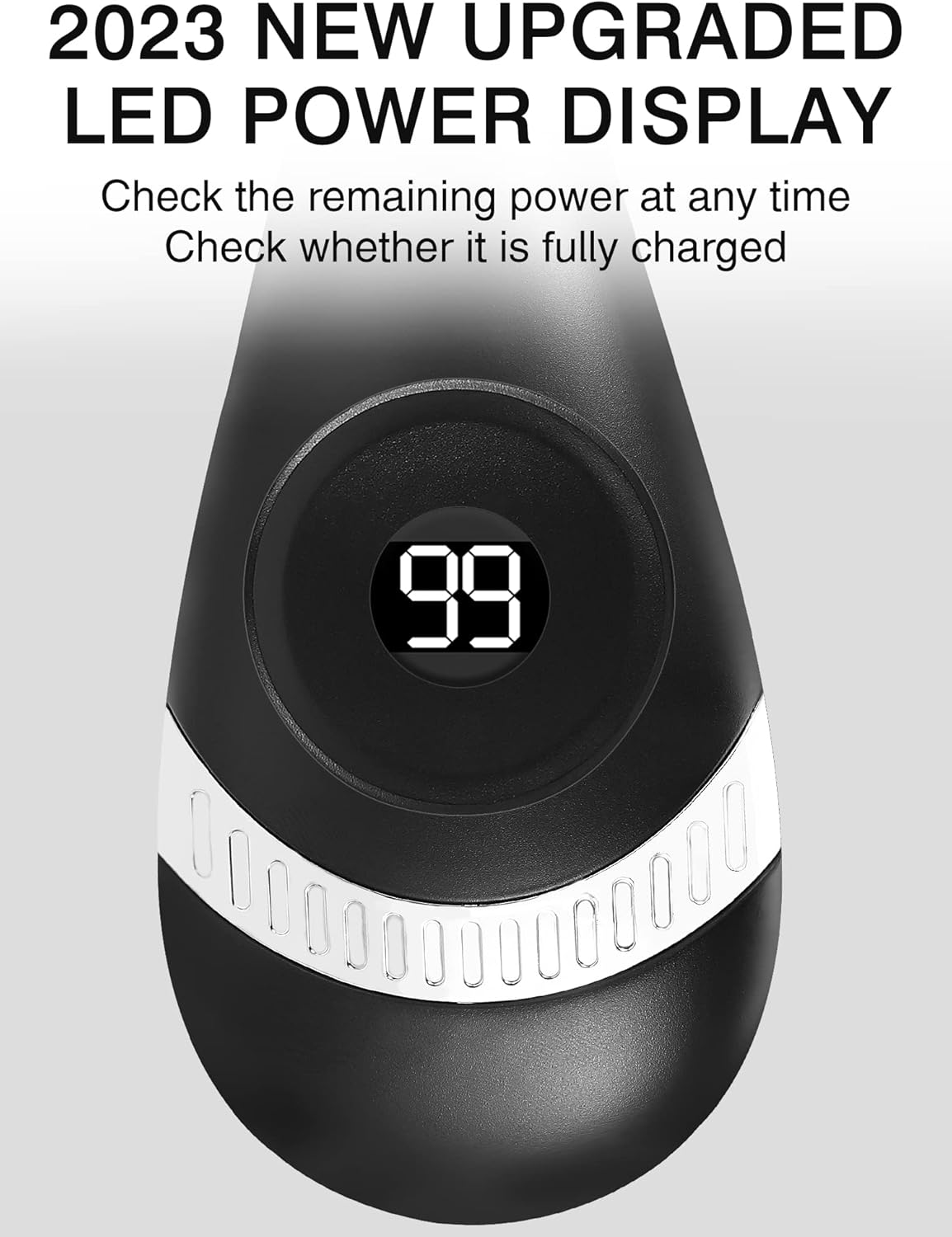 Schwarzes Gerät mit digitaler Anzeige 99. Weißer Text oben: 'LED POWER DISPLAY'.