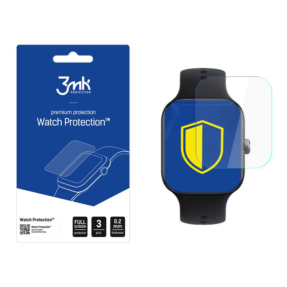 Un kit di protezione per orologi. La confezione mostra uno smartwatch con protezione schermo. Include logo e testo.