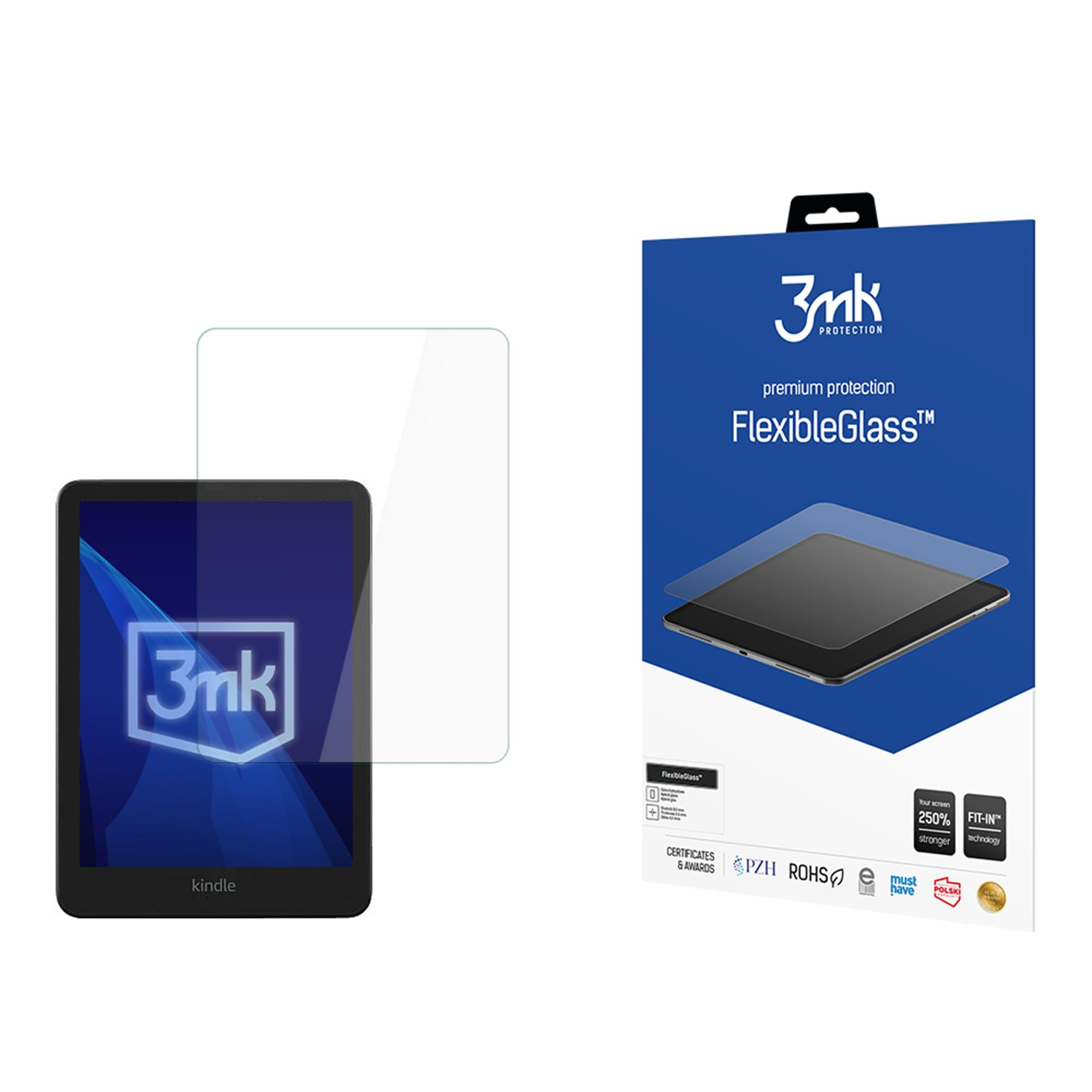 Tablet z ochraniaczem ekranu, pudełkiem produktu i oddzielnym ochraniaczem ekranu. Pudełko jest niebiesko-białe.