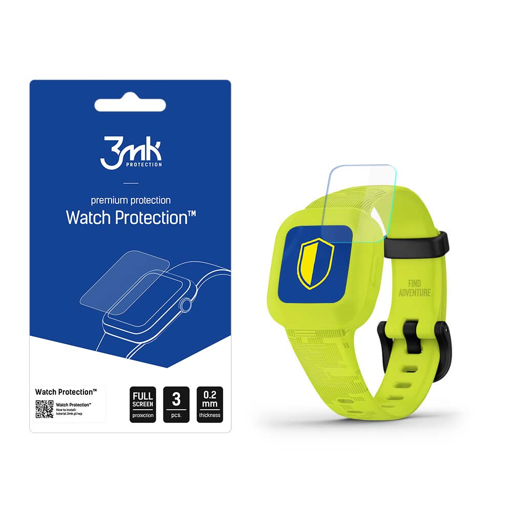 Un kit di protezione per orologi. Il kit include una confezione blu con un orologio e una protezione per lo schermo. Viene mostrato un orologio giallo.