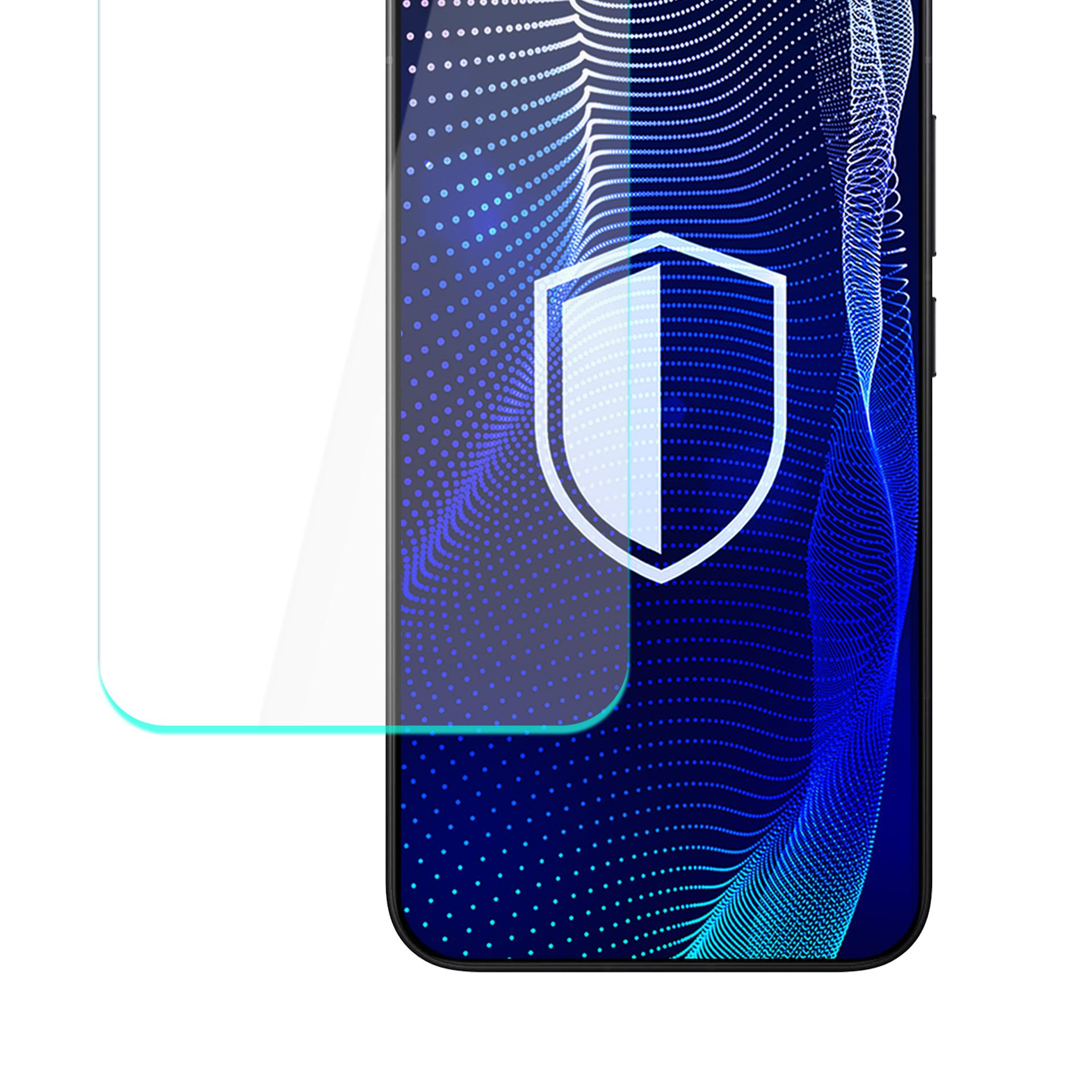 Ochraniacz ekranu telefonu na telefonie. Grafika tarczy znajduje się na ekranie, na niebieskim tle.