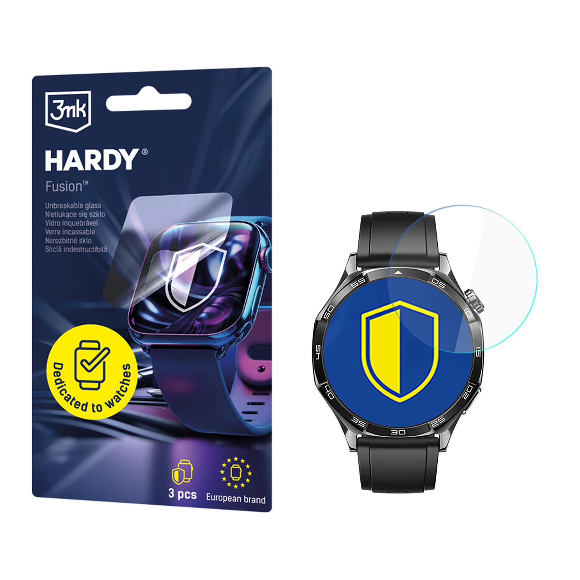 Opakowanie ochraniacza ekranu zegarka i smartwatch z ochraniaczem ekranu na wierzchu.