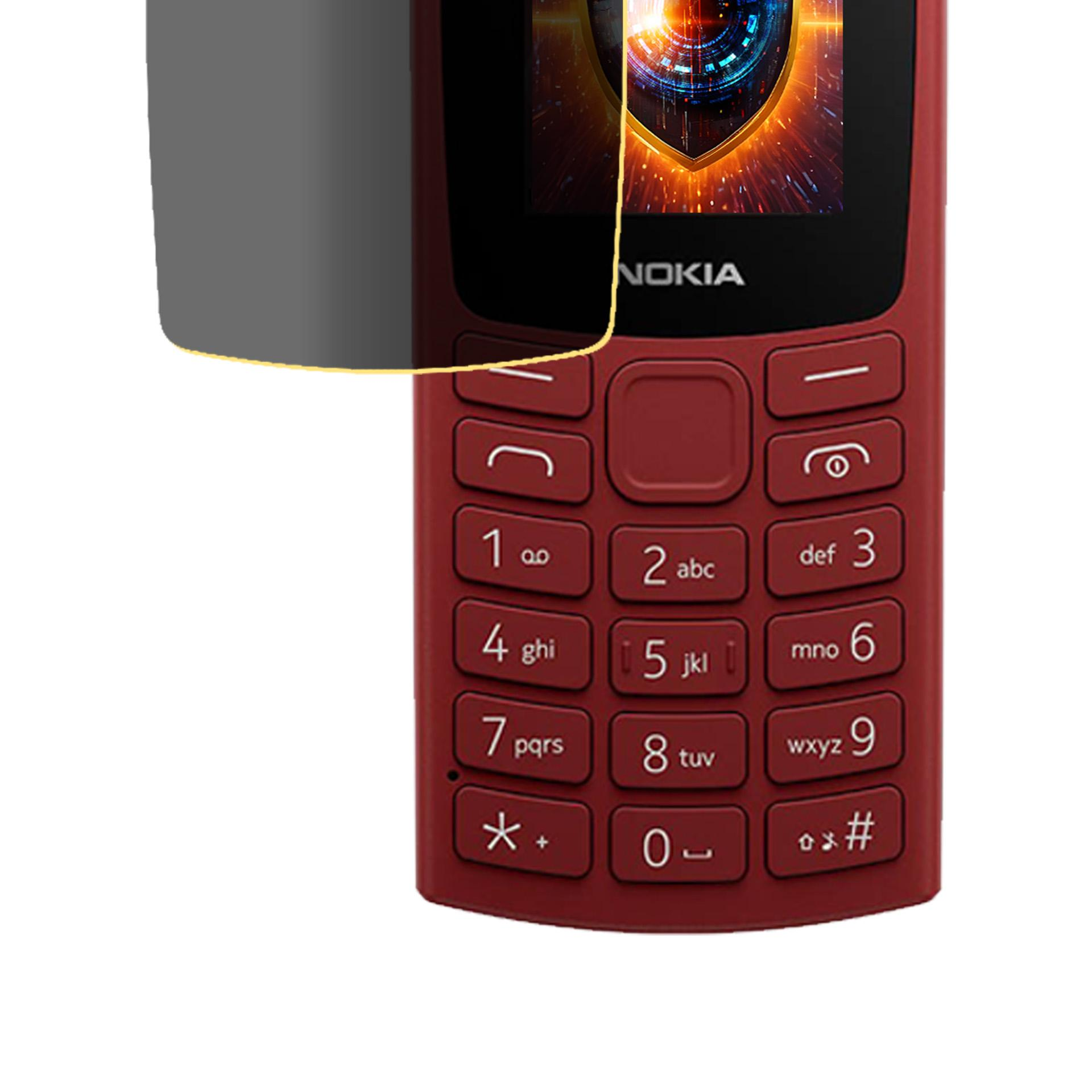 Viene mostrato un telefono Nokia rosso, con uno schermo che mostra un'immagine luminosa e pulsanti numerici.