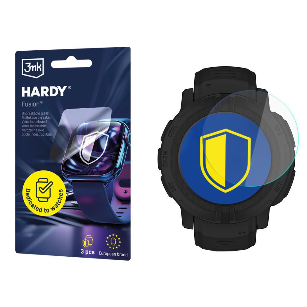Widoczna jest folia ochronna na zegarek, smartwatch oraz opakowanie folii. Na opakowaniu napis 'HARDY Fusion'.