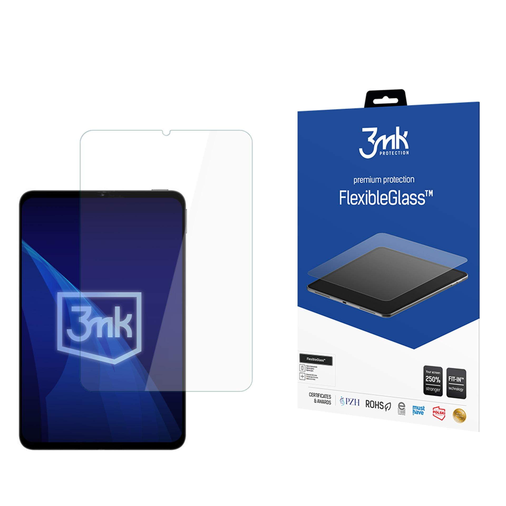 Ochraniacz ekranu i tablet są umieszczone obok pudełka produktu. Wszystkie elementy znajdują się na białym tle.