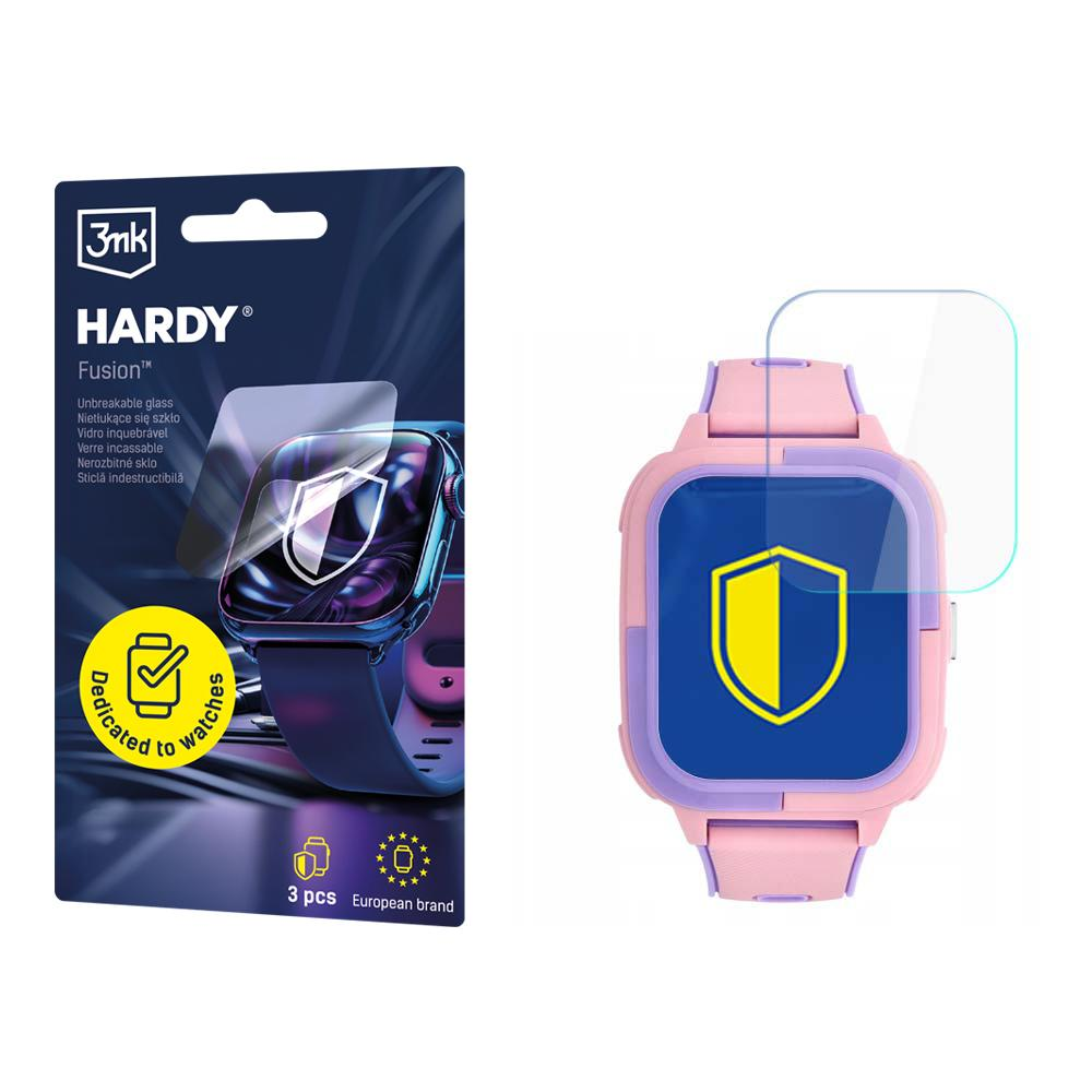 Opakowanie na ochraniacze ekranu do smartwatchy. Pokazuje zegarek z ochraniaczem i opakowanie po lewej.