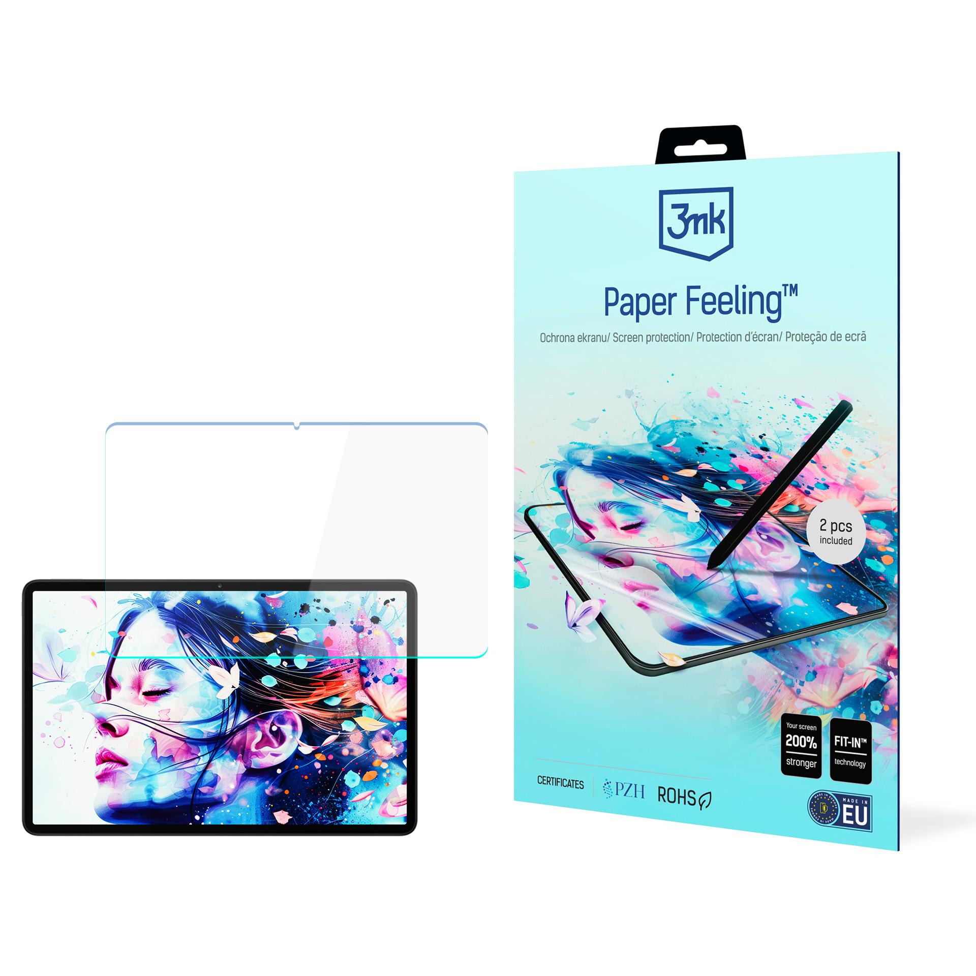 Wyświetlane są tablet i opakowanie ochraniacza ekranu. Opakowanie ma ilustrację tabletu i rysik.
