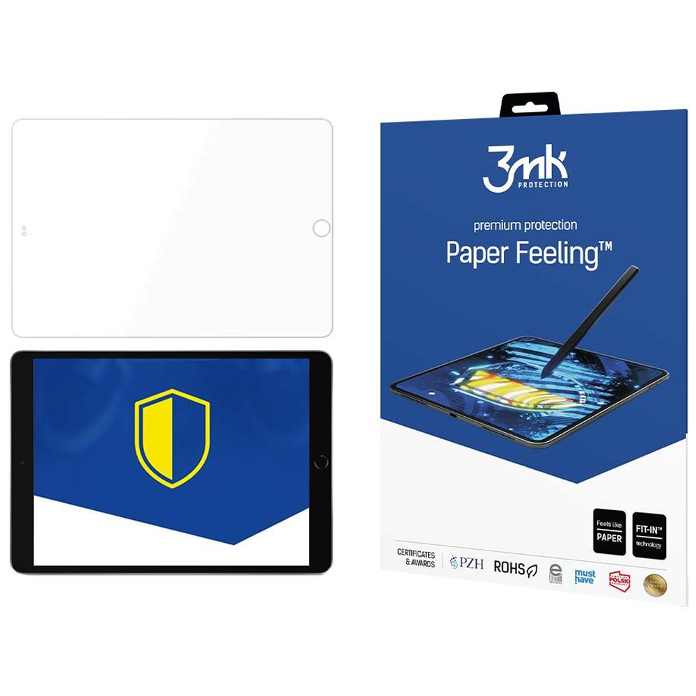 Obraz przedstawia osłonę ekranu, tablet z logo oraz niebieskie pudełko z napisem "Paper Feeling".