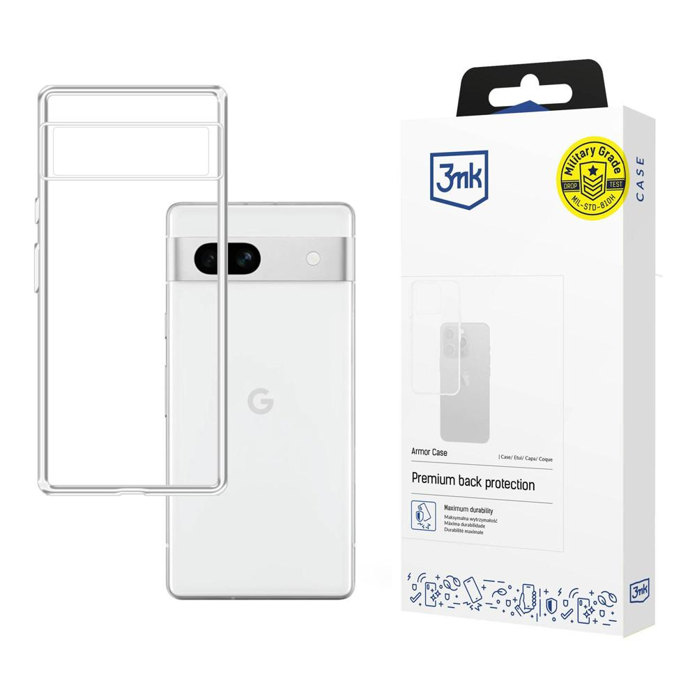 Wyświetlono etui na telefon i telefon. Etui jest przezroczyste, a telefon biały. Opakowanie jest białe.