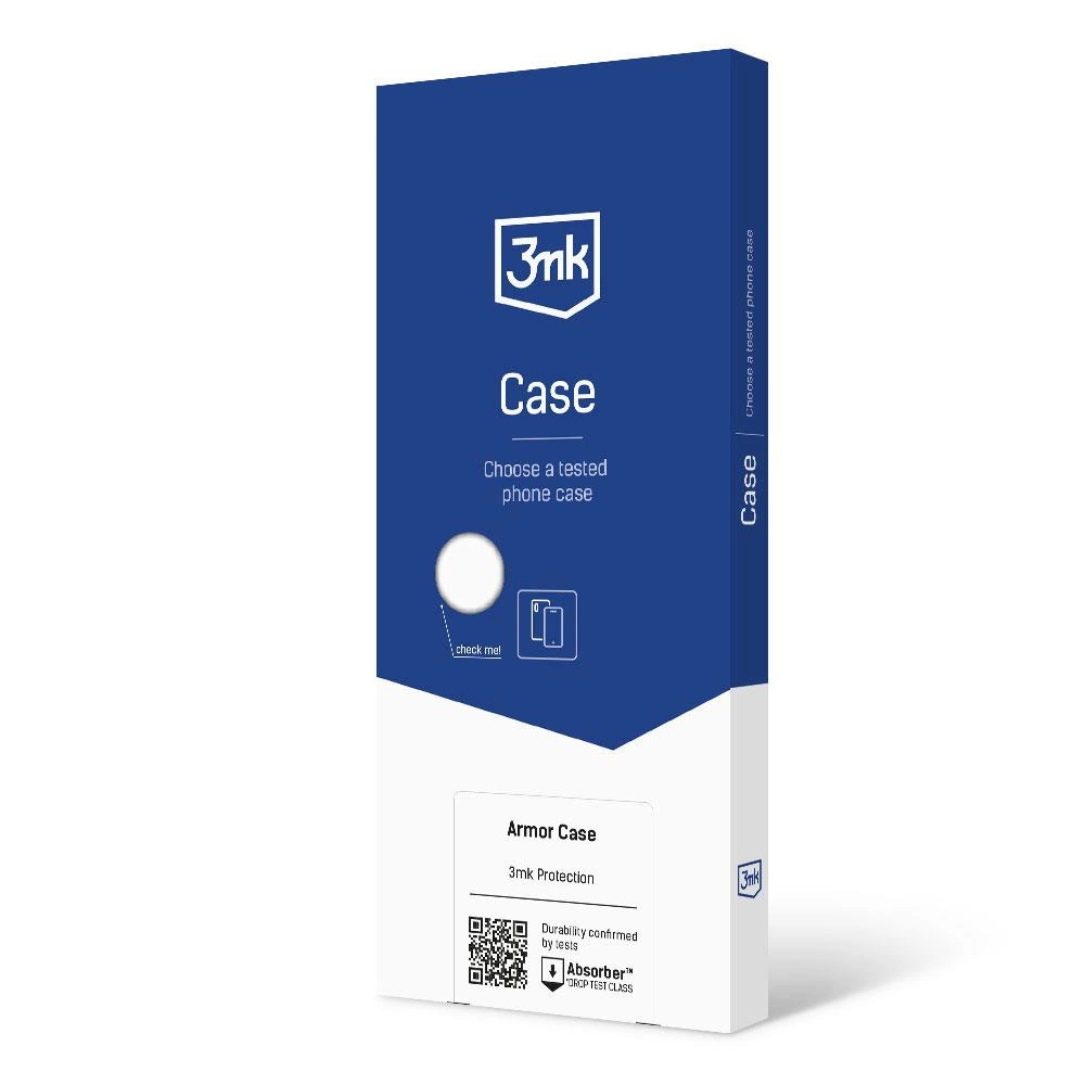 Pudełko na etui na telefon z logo '3mk', napisem 'Case' i informacjami o produkcie, w tym etykietą 'Armor Case'.