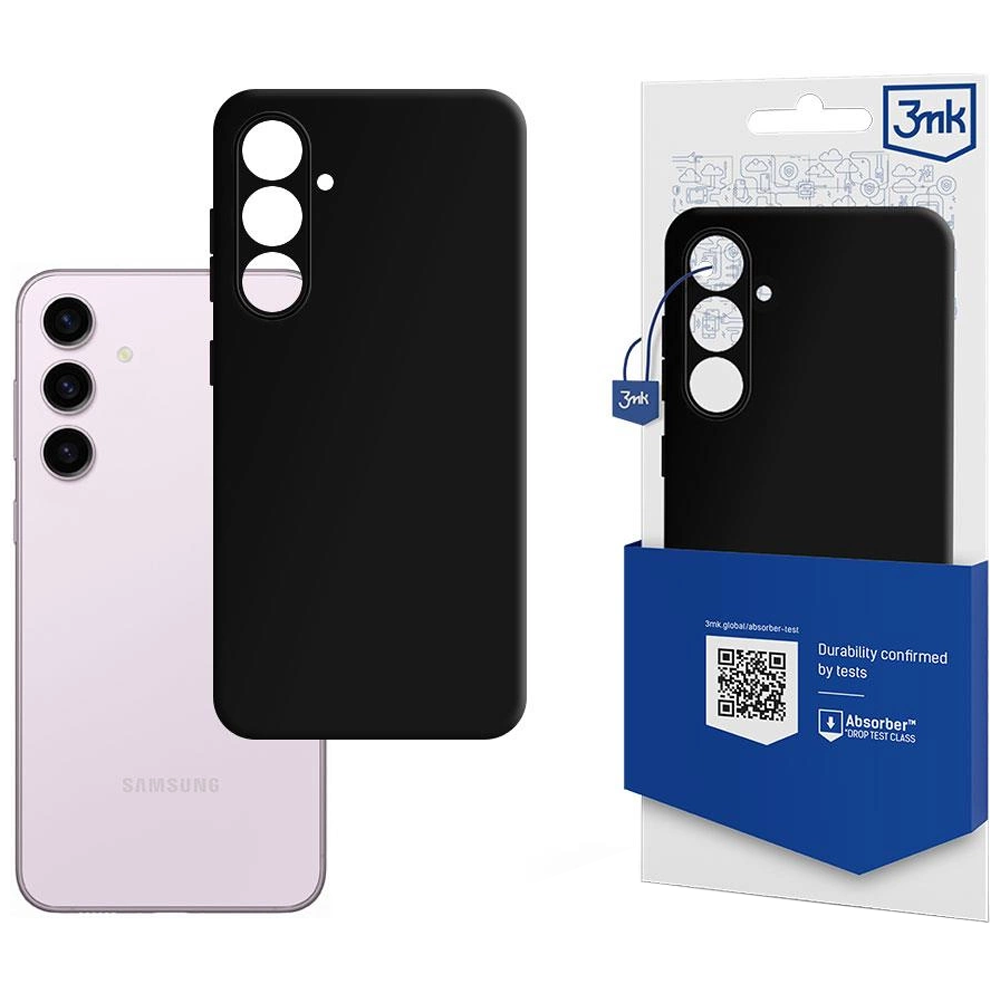 Pokazano telefon i czarne etui. Opakowanie pokazuje czarne etui, a tył telefonu jest widoczny.