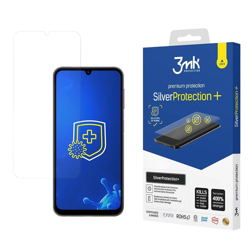 Una scatola di protezione per lo schermo del telefono. Il proteggi schermo è a sinistra e la scatola con i dettagli a destra.