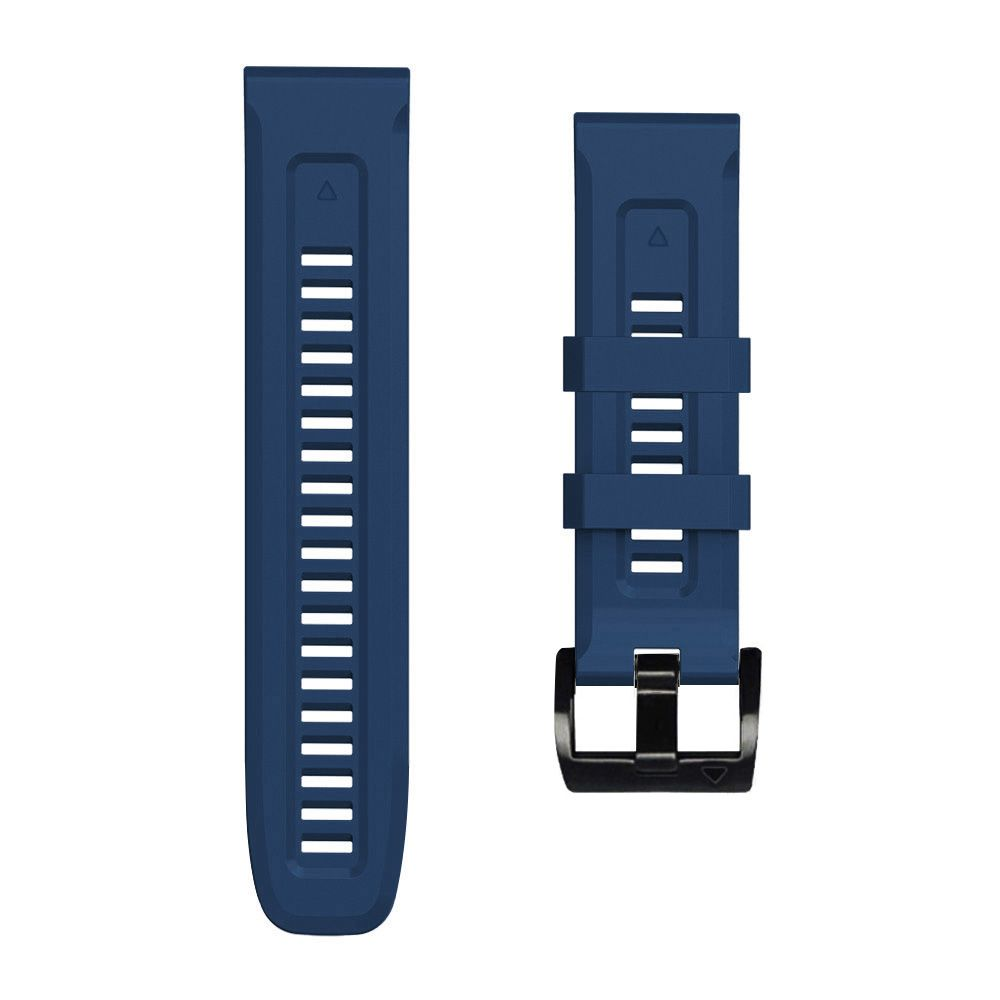 Zwei blaue Uhrenarmbänder. Eines hat viele parallele Linien. Das andere hat drei Abschnitte und eine schwarze Schnalle.