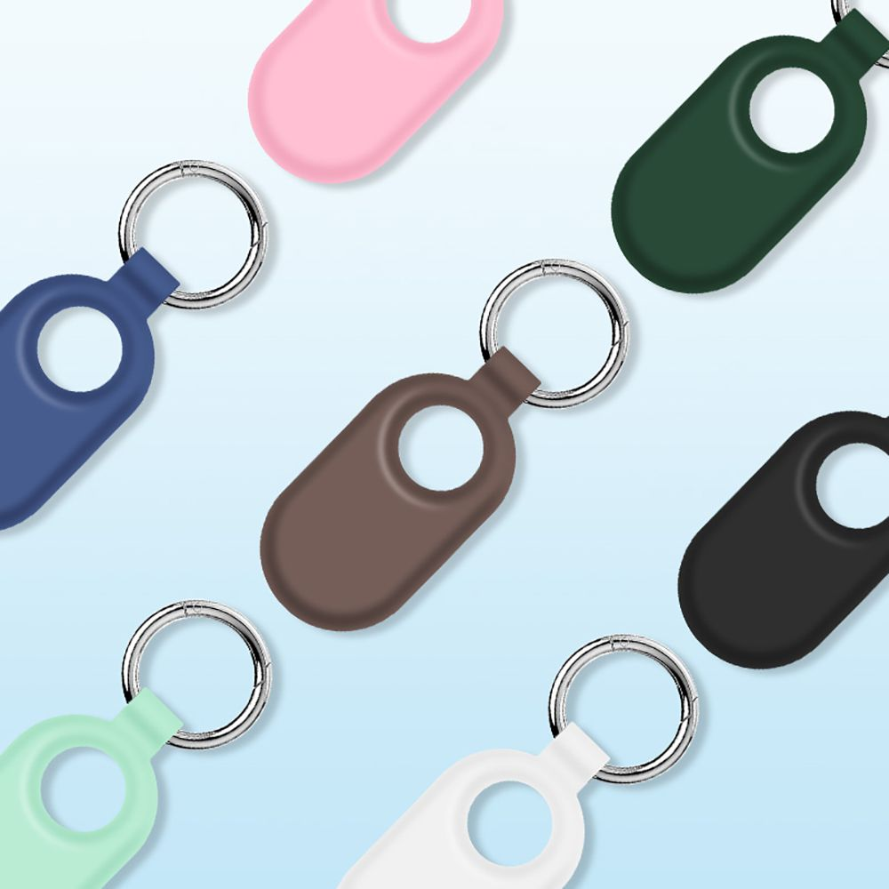 Sleutelhangers in diverse kleuren. Roze, groene, blauwe, bruine, zwarte en witte sleutelhangers met zilveren ringen.