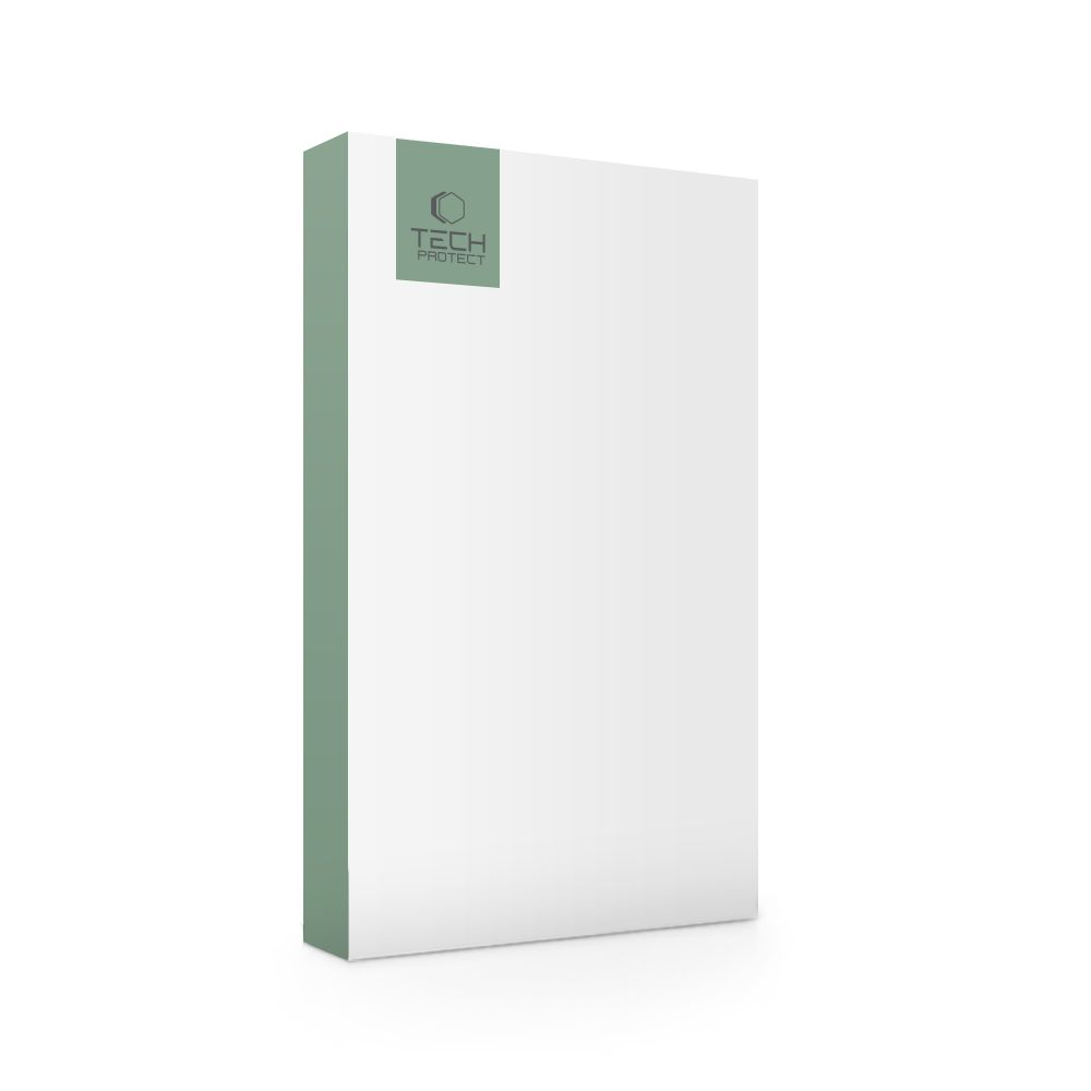 Eine weiße Box mit grüner Seite und einem Logo mit der Aufschrift TECH PROTECT in der oberen Ecke. Es steht auf einer weißen Oberfläche.