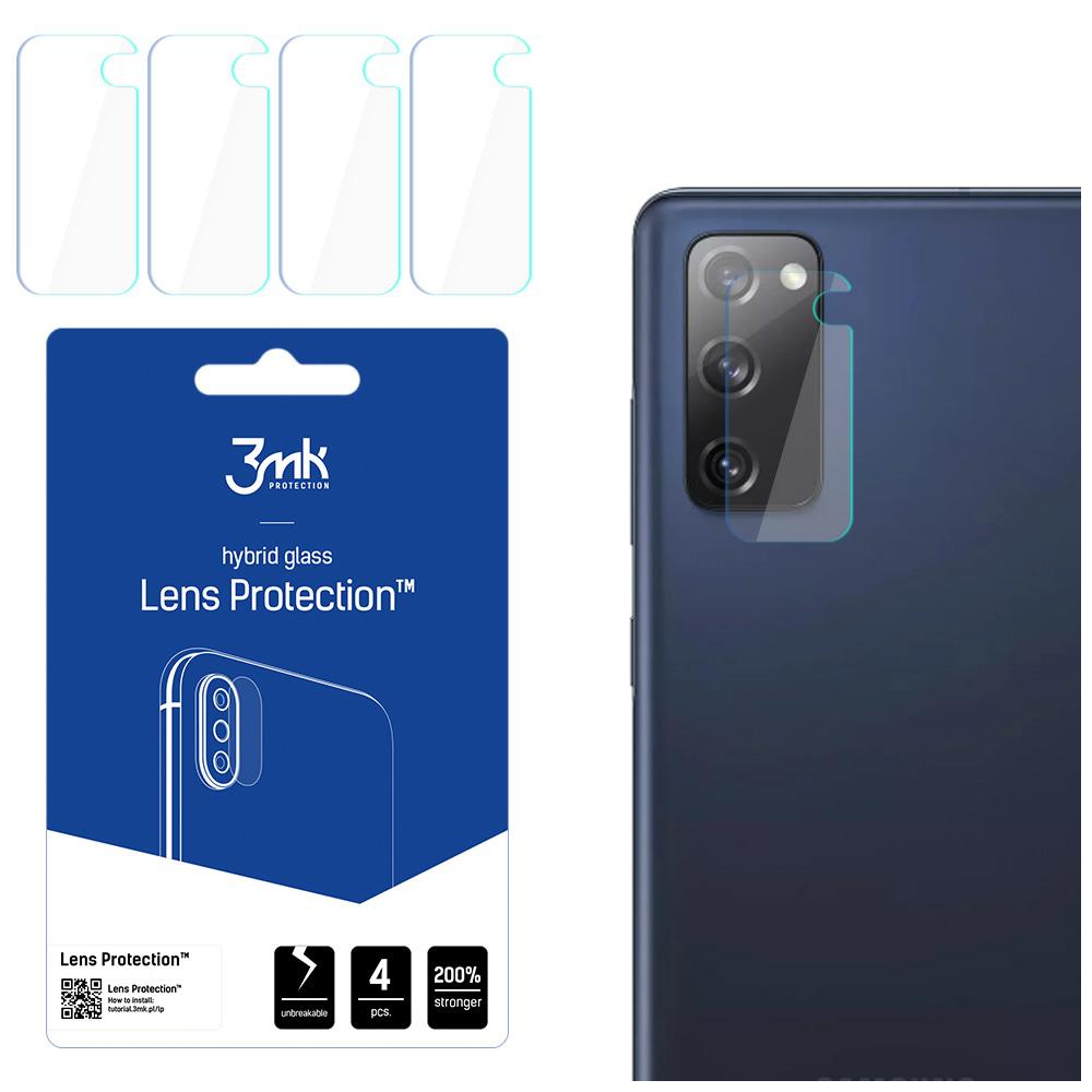 Un kit di protezione dell'obiettivo del telefono con il retro del telefono. Il kit include protezioni, una confezione blu e un telefono con una protezione applicata.