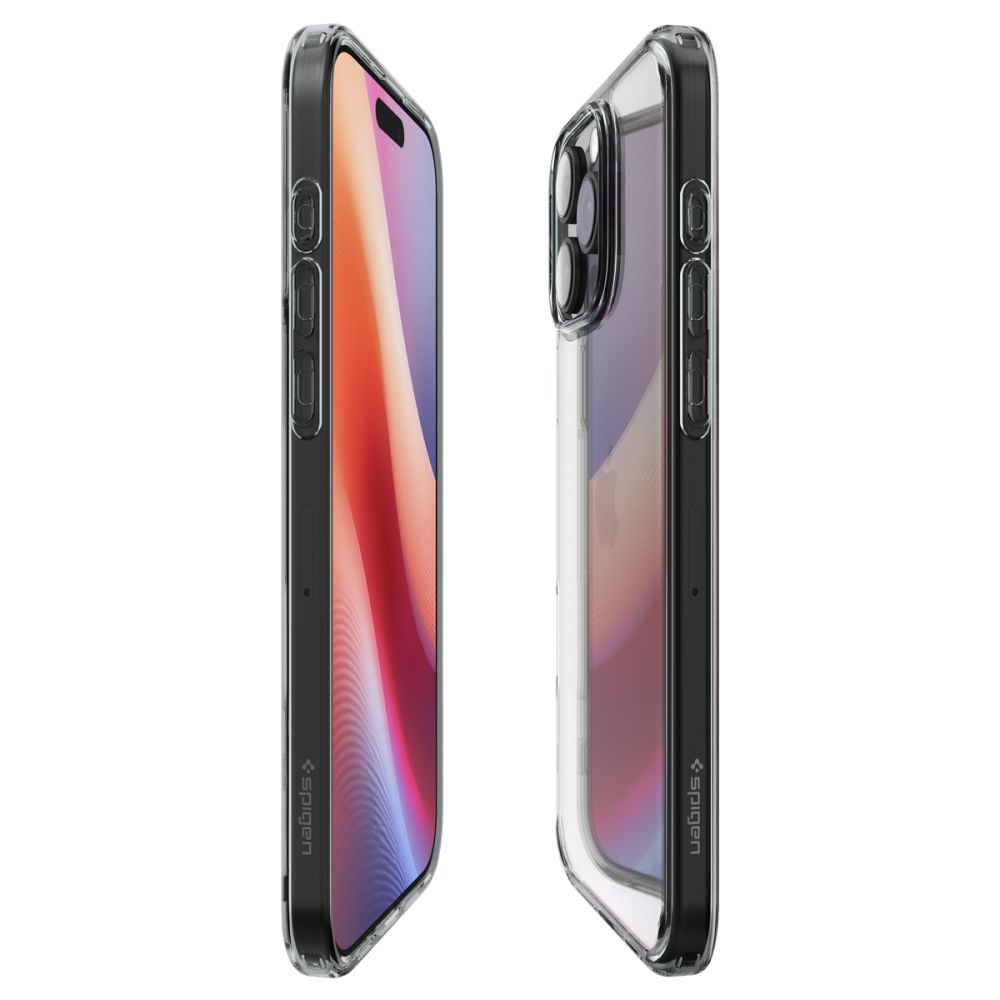 Due smartphone in custodie protettive. Uno mostra uno schermo, l'altro una configurazione della fotocamera. Entrambi sono visti di lato e su sfondo bianco.