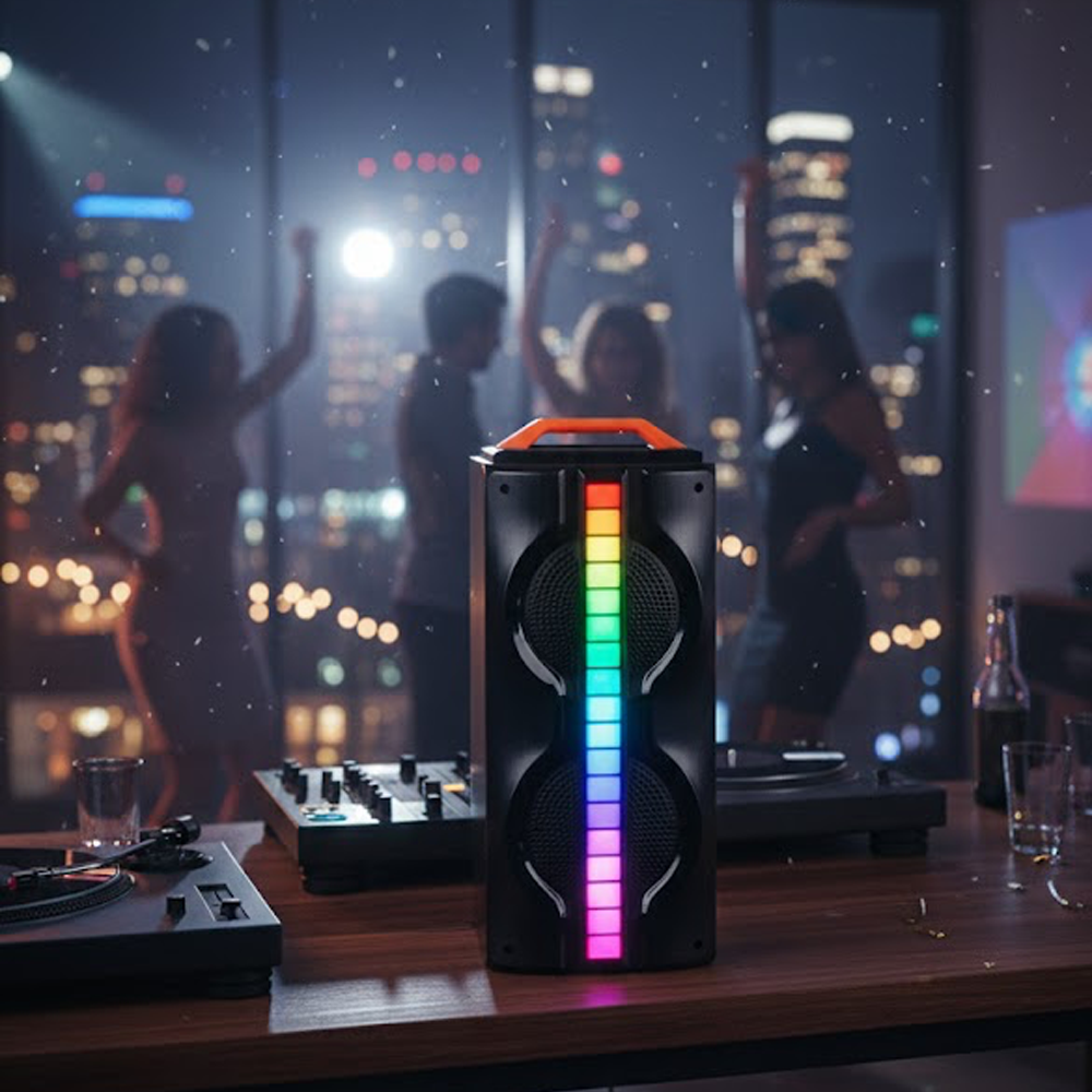 TORIMA KTS-1790 Mikrofonlu RGB Ledli Parti Speaker Taşınabilir Bluetooth Hoparlör Siyah
