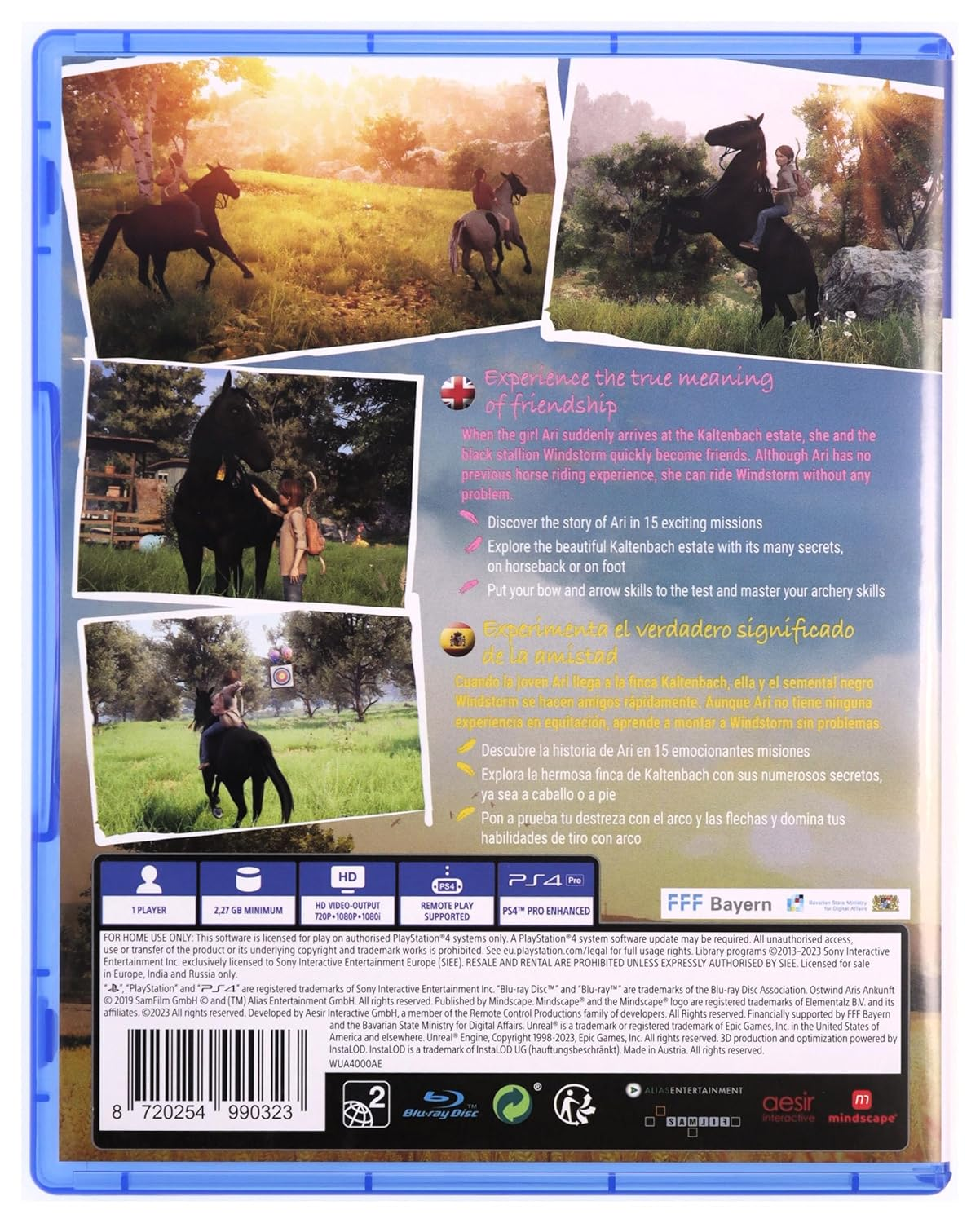 Copertina del gioco con una ragazza su un cavallo nero, altri cavalli in campo e testo.
