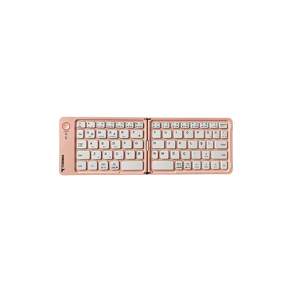 TORIMA TK-08 Kablosuz Katlanabilir Şarjlı Taşınabilir Mini Bluetooth Bluetooth Klavye Pembe