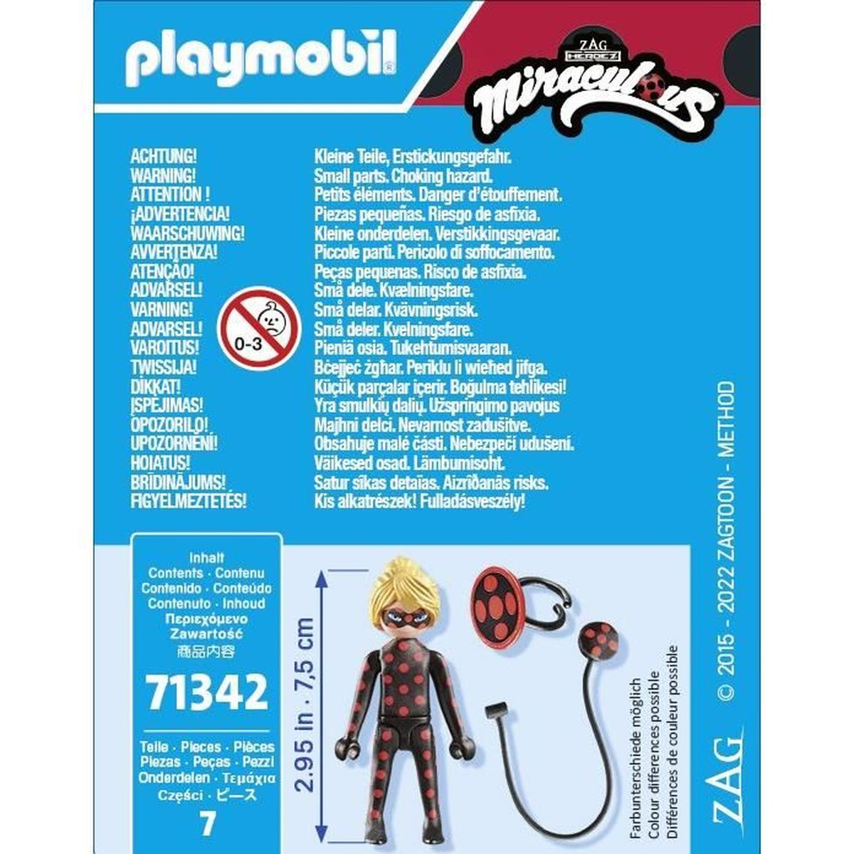 Playmobil-Spielzeugset. Enthält eine Figur mit schwarzem Anzug und Maske sowie Zubehör. Die Box ist weiß und blau.