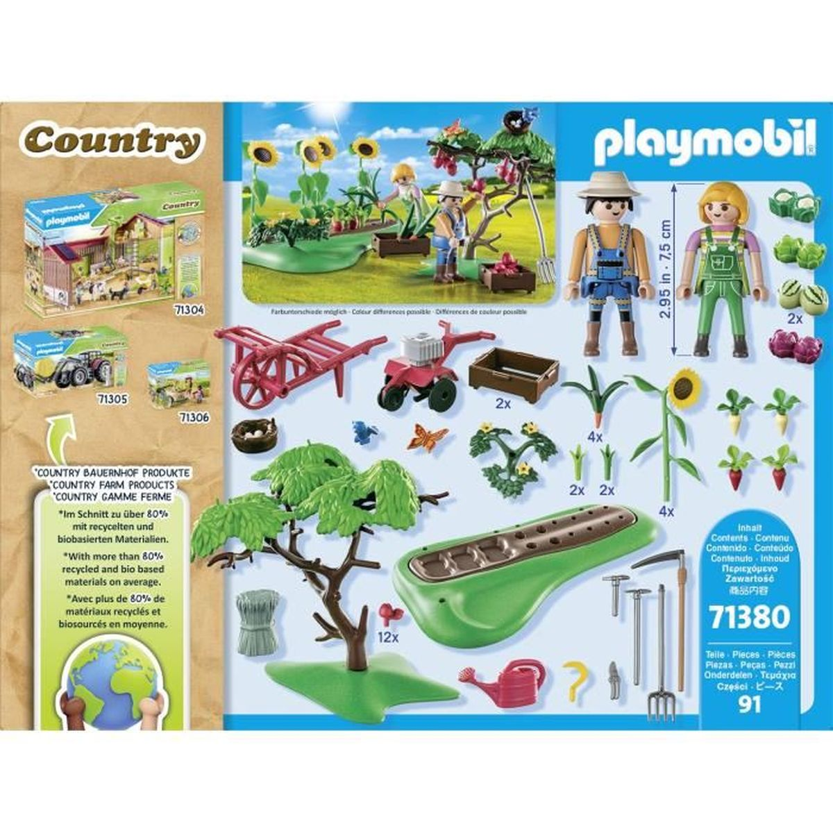 Playmobil Country Set. Enthält Figuren, Werkzeuge, Pflanzen und ein Gartenbeet. Enthält Traktor und Gebäude.