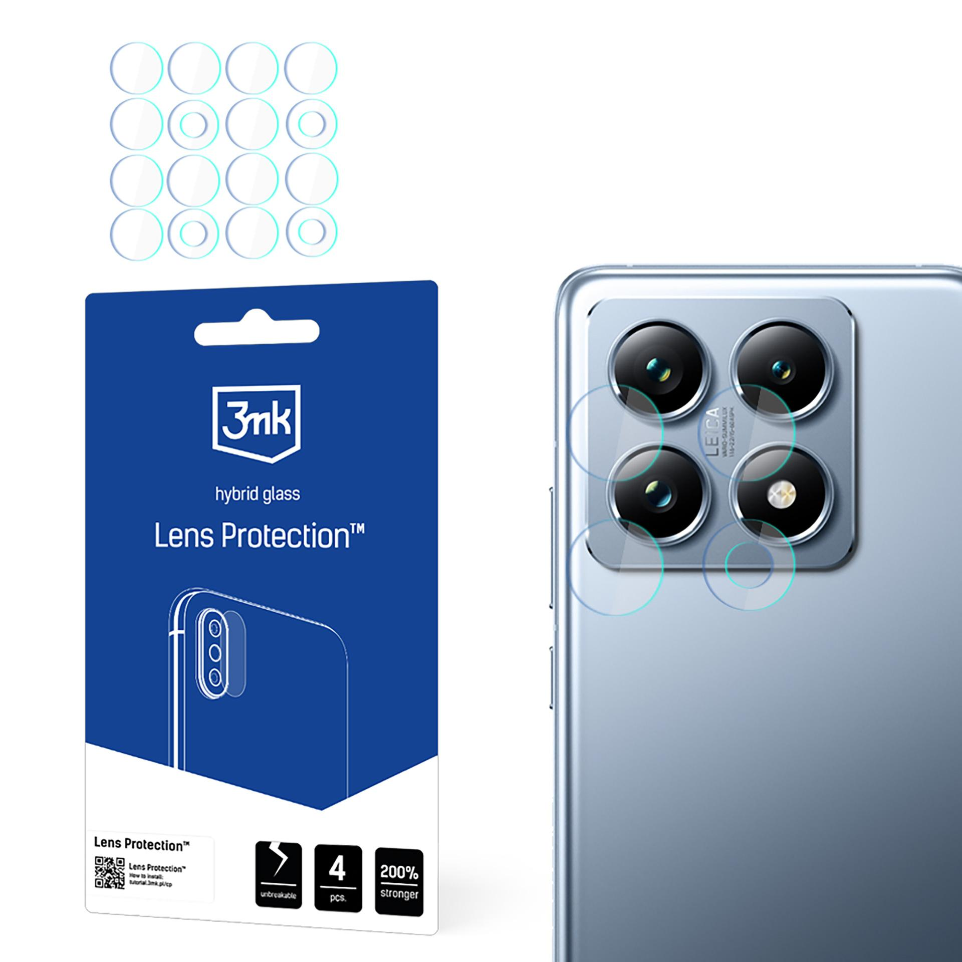 Obraz przedstawia telefon i opakowanie ochronne na obiektyw. Telefon ma 4 obiektywy. Na opakowaniu napis 'Lens Protection'.